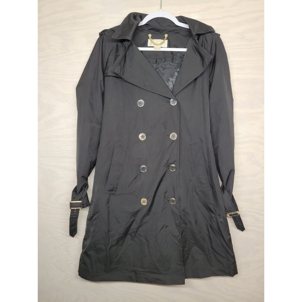Michael Kors Women's SZ S Trench Coat Double Breasted Jacket Hooded Pockets